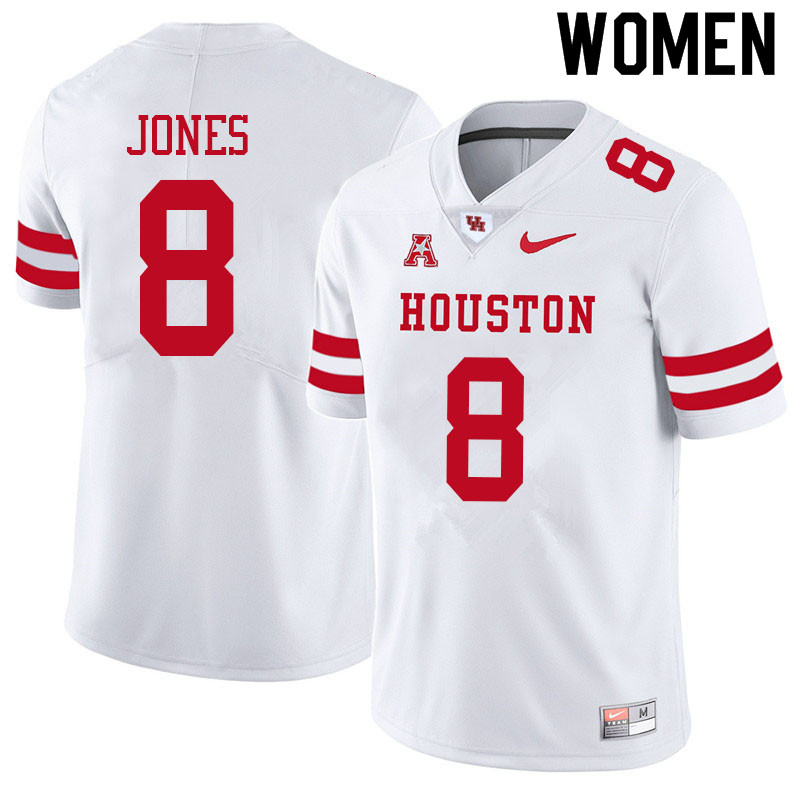Women #8 Marcus Jones Houston Cougars College Football Jerseys Sale-White